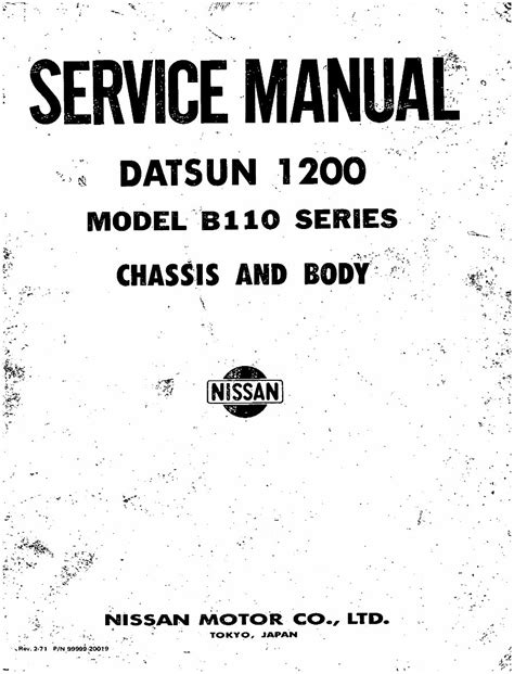 Datsun 1200 model b110 series chassis and body repair manual. - Datsun 1200 model b110 series chassis and body repair manual.